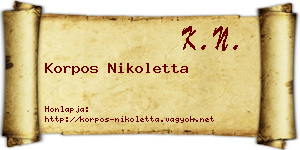 Korpos Nikoletta névjegykártya